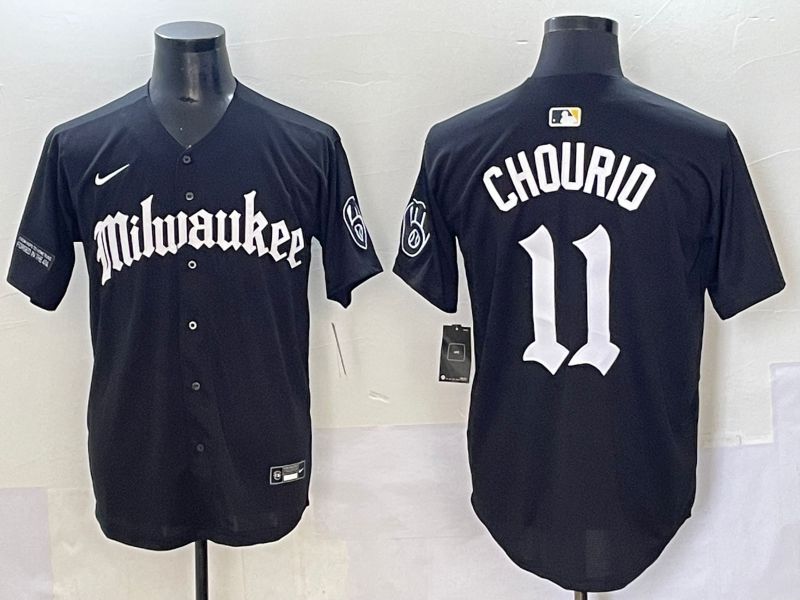 Men 2025 Milwaukee Brewers #11 Chourio Black Five generations Joint Name Nike MLB Jersey style 2->milwaukee brewers->MLB Jersey
